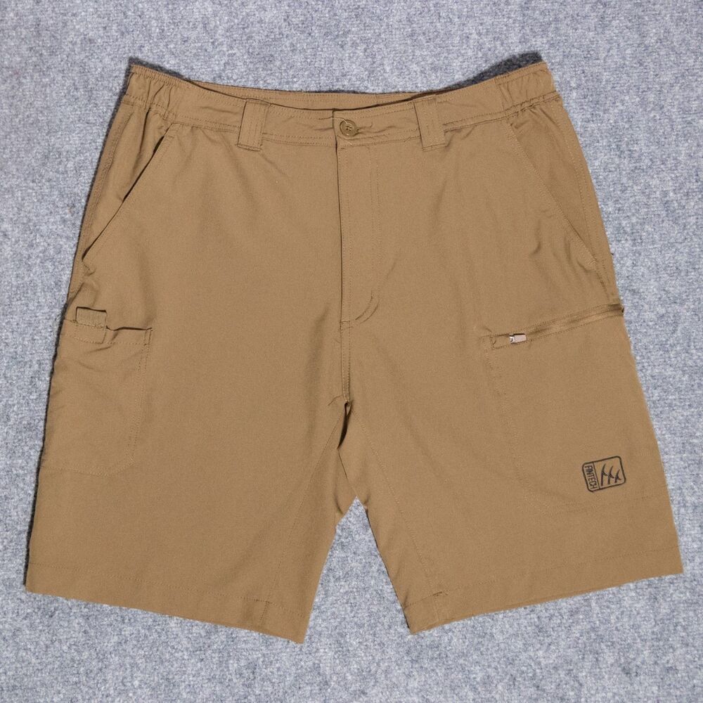 Fintech Submariner Woven Shorts 10" Brown Performance Stretch Fishing Cargo L